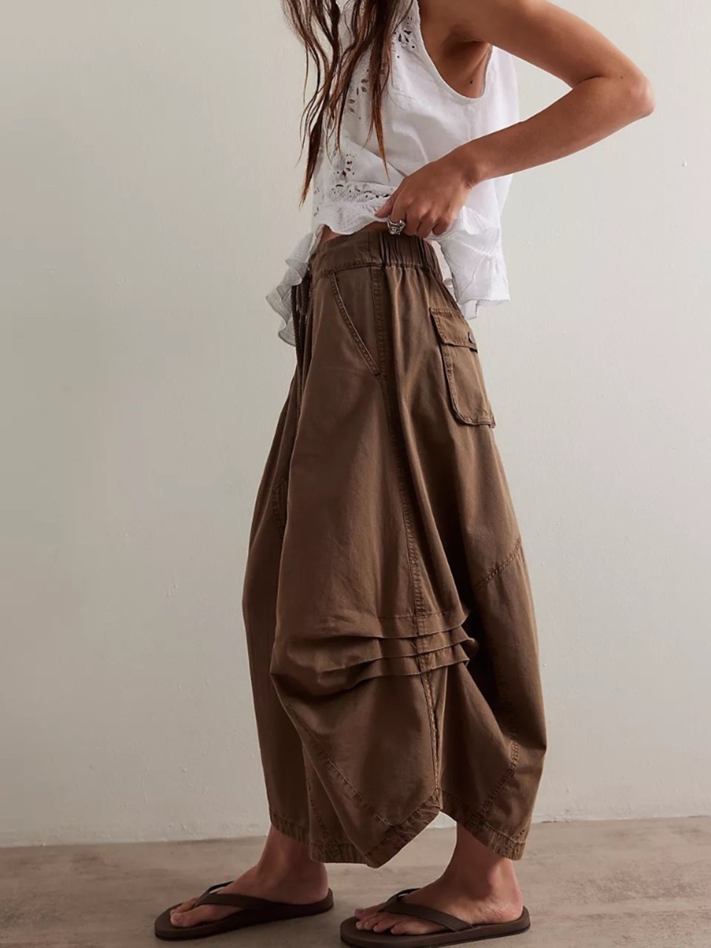 FREE PEOPLE. NWT WILLOW POPLIN MIDI SKIRT